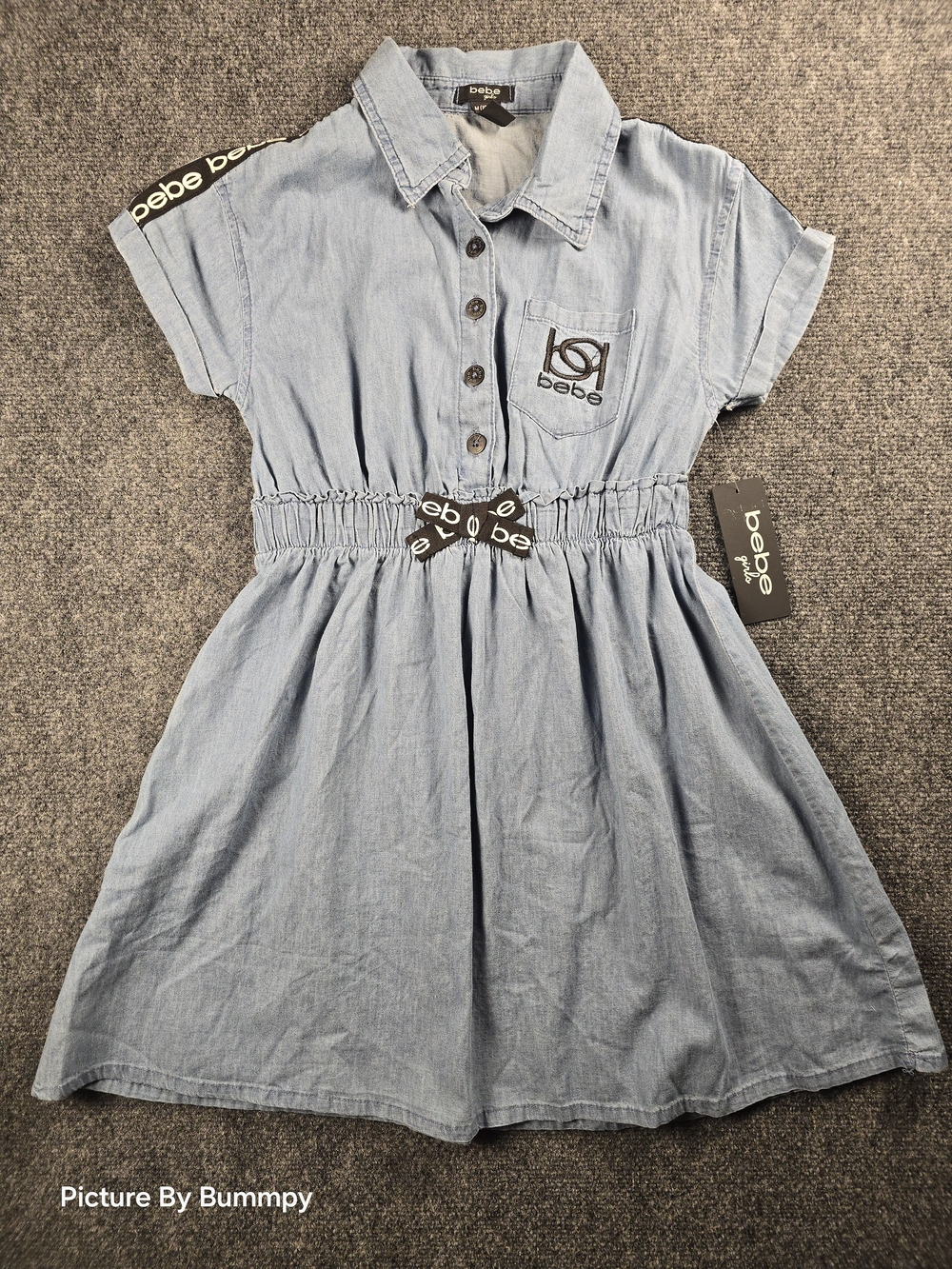 bebe Girls' Light Blue Denim Shirt Dress New With Tags Size M 10/12